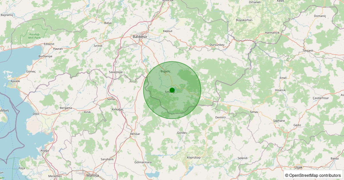 03 Kasım 2025 saat 21:34 - Sındırgı - Çaygören - 1.60ml depreminin harita gösterimi