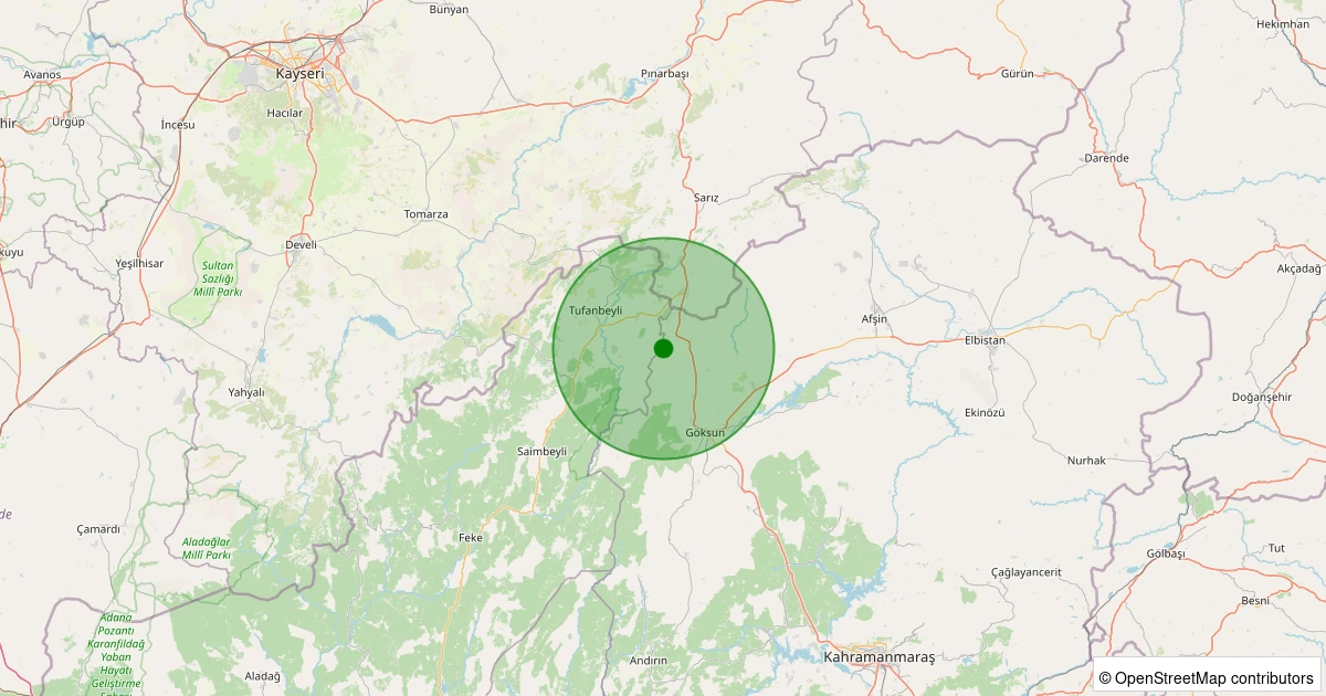 03 Kasım 2025 saat 22:09 - Göksun - 1.50ml depreminin harita gösterimi