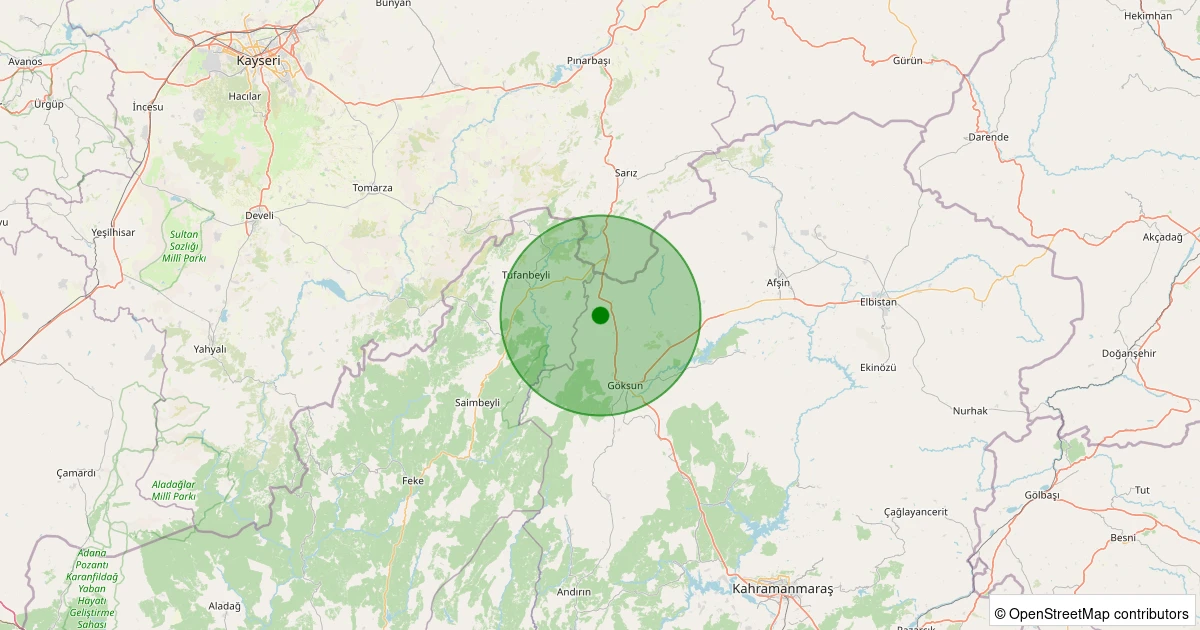 03 Kasım 2025 saat 22:09 - Göksun - 1.40ml depreminin harita gösterimi