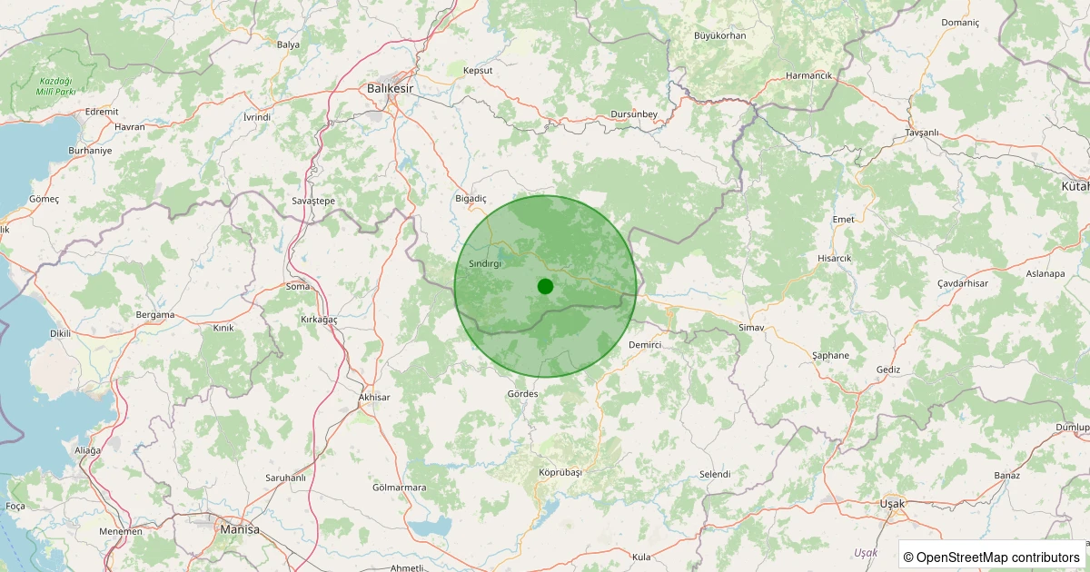 04 Kasım 2025 saat 02:00 - Sındırgı - Çıkrıkçı - 1.20ML depreminin harita gösterimi