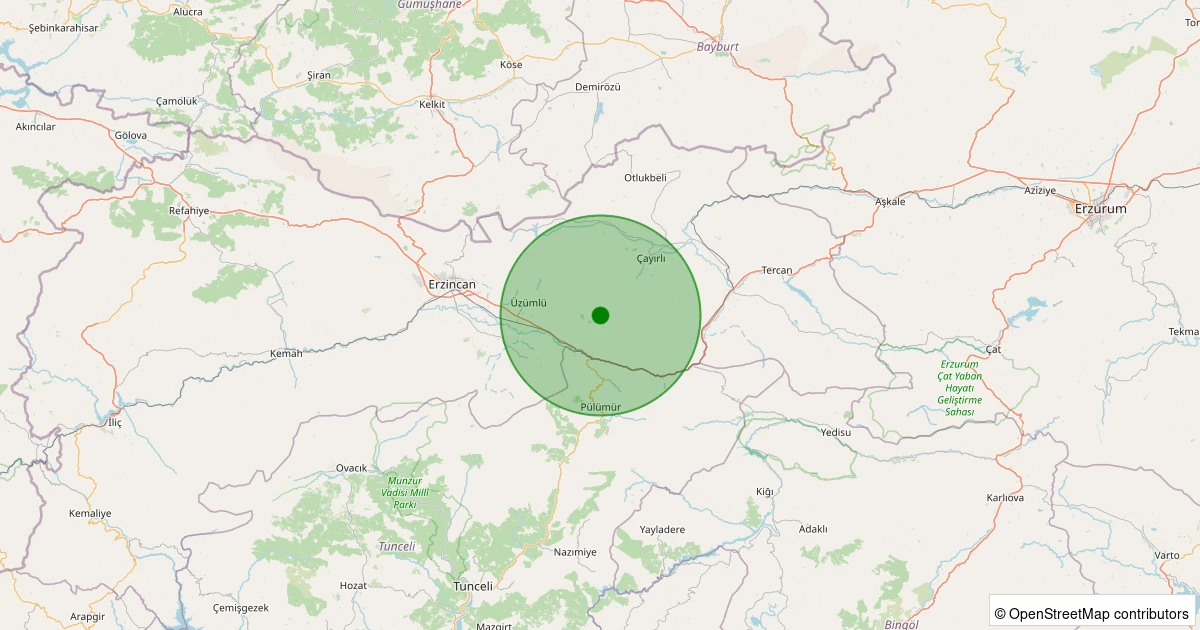 04 Kasım 2025 saat 02:30 - Üzümlü - Pınarlıkaya Köyü - 2.00ml depreminin harita gösterimi
