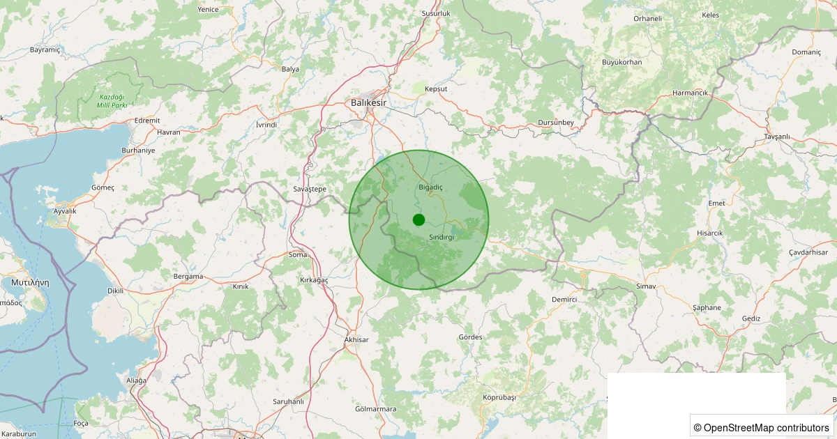 04 Kasım 2025 saat 02:47 - Sındırgı - Küçükbükü - 1.50ml depreminin harita gösterimi