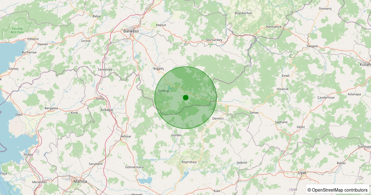 04 Kasım 2025 saat 03:42 - Sındırgı - Çıkrıkçı - 1.00ml depreminin harita gösterimi