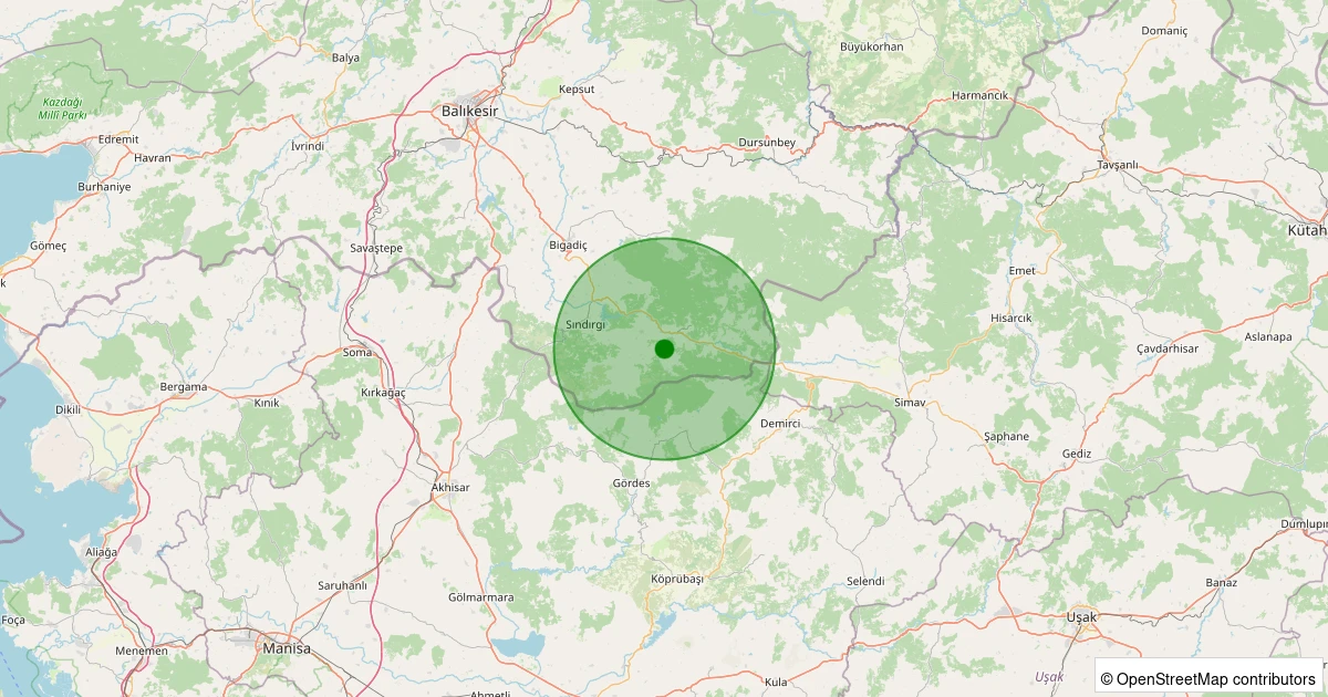 04 Kasım 2025 saat 03:42 - Sındırgı - Çıkrıkçı - 1.00ML depreminin harita gösterimi