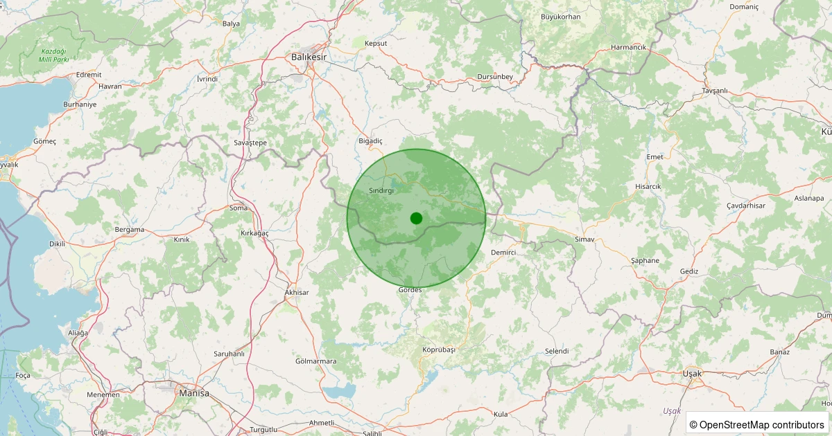 04 Kasım 2025 saat 04:05 - Sındırgı - Küçükdağdere - 1.30ml depreminin harita gösterimi