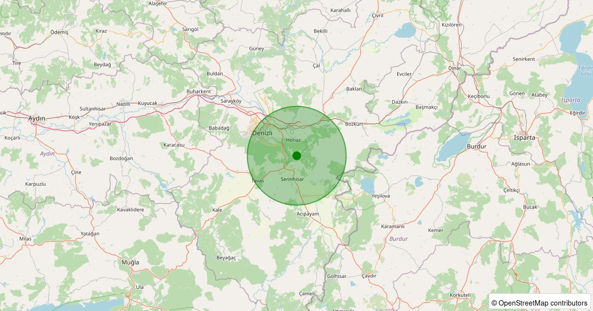 04 Kasım 2025 saat 04:04 - Honaz - Yeni - 0.80ML depreminin harita gösterimi