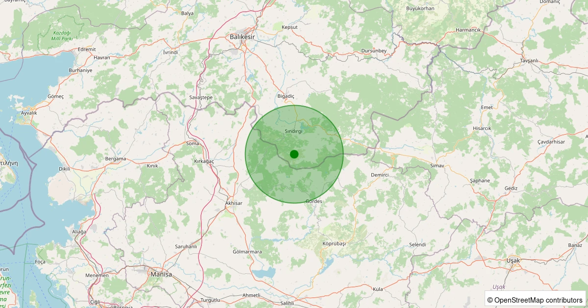 04 Kasım 2025 saat 05:16 - Sındırgı - Kınık - 1.40ml depreminin harita gösterimi
