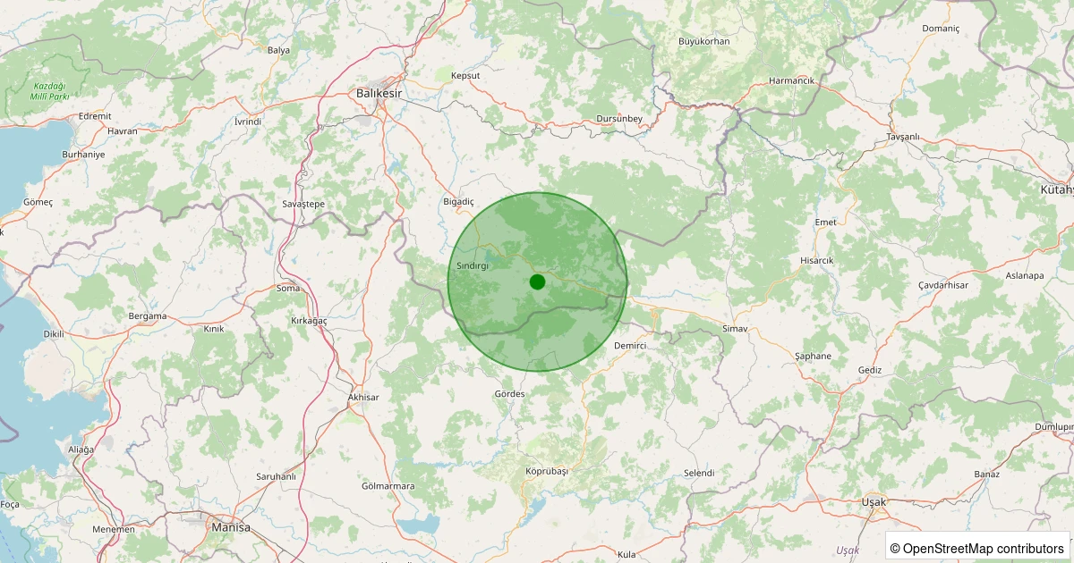 04 Kasım 2025 saat 05:12 - Sındırgı - Çıkrıkçı - 1.20ML depreminin harita gösterimi