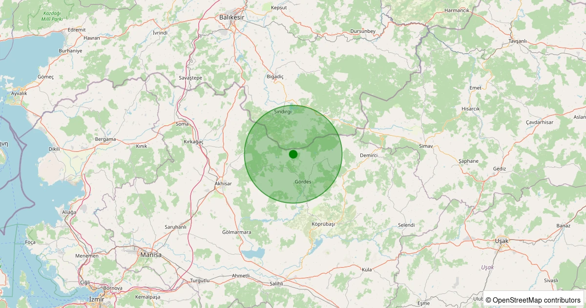 04 Kasım 2025 saat 06:20 - Sındırgı - Sinandede - 1.90ml depreminin harita gösterimi