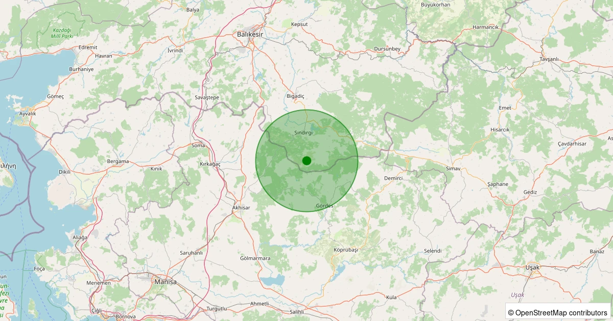 04 Kasım 2025 saat 06:25 - Sındırgı - Kınık - 0.90ML depreminin harita gösterimi