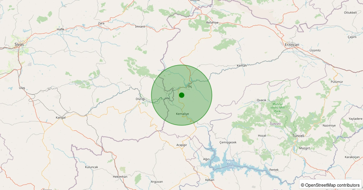 04 Kasım 2025 saat 06:27 - İliç - Bağıştaş Köyü - 1.30ml depreminin harita gösterimi