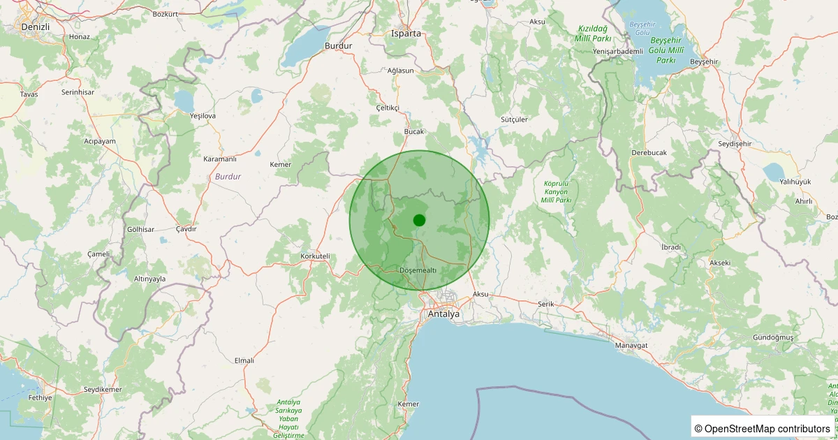 04 Kasım 2025 saat 08:31 - Döşemealtı - Ilıca - 3.20ml depreminin harita gösterimi