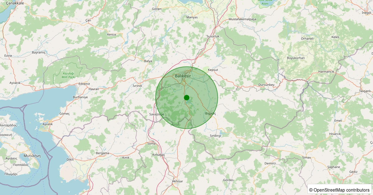 04 Kasım 2025 saat 09:03 - Altıeylül - Pamukçu - 1.50ml depreminin harita gösterimi