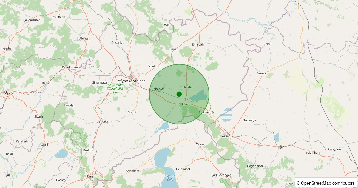 04 Kasım 2025 saat 09:27 - Bolvadin - Selçuklu - 1.20ml depreminin harita gösterimi