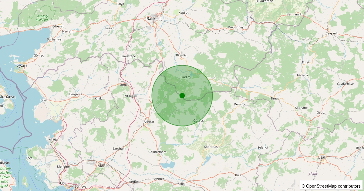 04 Kasım 2025 saat 10:06 - Sındırgı - Kınık - 0.90ML depreminin harita gösterimi
