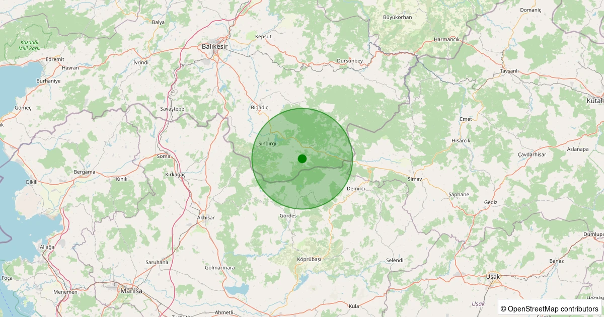 04 Kasım 2025 saat 11:24 - Sındırgı - Yaylabayır - 1.50ML depreminin harita gösterimi