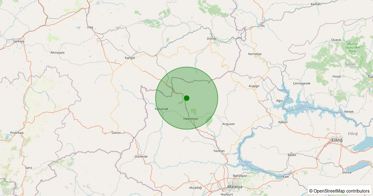 04 Kasım 2025 saat 11:54 - Hekimhan - Hasançelebi Köyü - 1.10ML depreminin harita gösterimi