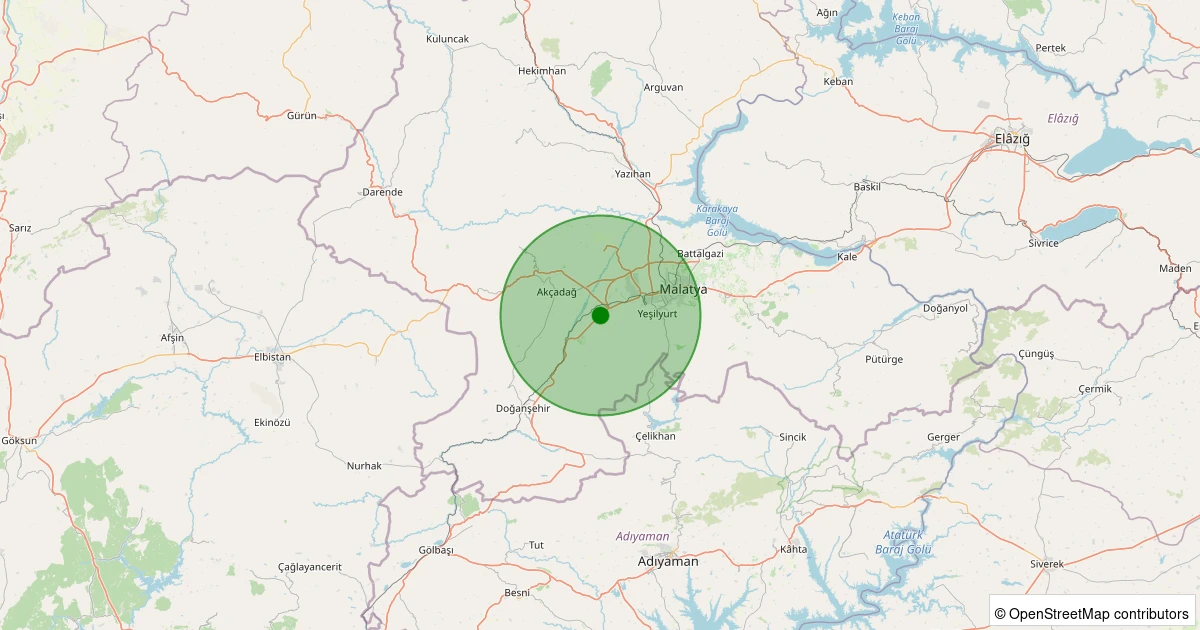 04 Kasım 2025 saat 12:13 - Akçadağ - Karapınar - 1.10ML depreminin harita gösterimi