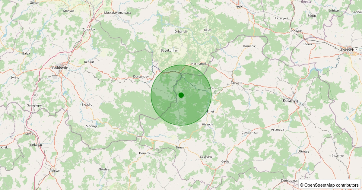 04 Kasım 2025 saat 12:29 - Simav - Evciler Köyü - 1.70ML depreminin harita gösterimi