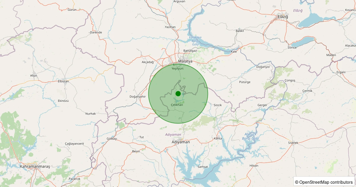 04 Kasım 2025 saat 12:19 - Çelikhan - Çampınar Köyü - 1.00ML depreminin harita gösterimi