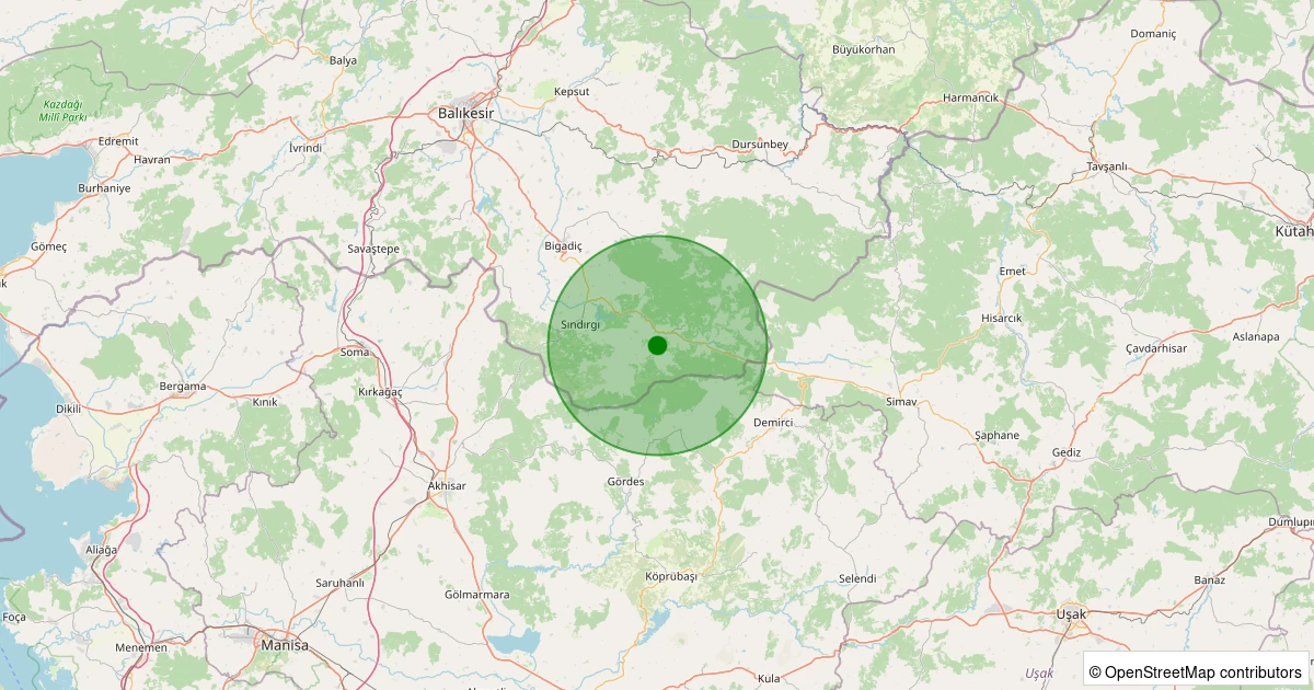04 Kasım 2025 saat 12:30 - Sındırgı - Çıkrıkçı - 1.00ml depreminin harita gösterimi