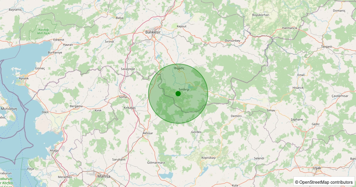 04 Kasım 2025 saat 12:38 - Sındırgı - Kertil - 2.00ML depreminin harita gösterimi