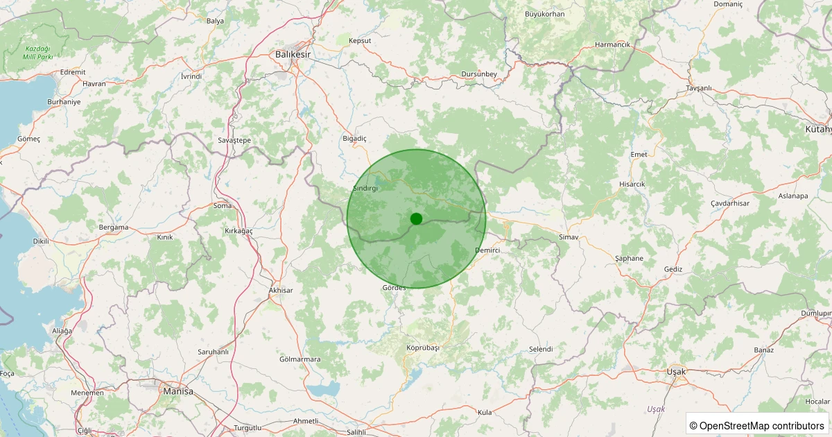 04 Kasım 2025 saat 13:19 - Sındırgı - Yaylabayır - 1.30ml depreminin harita gösterimi