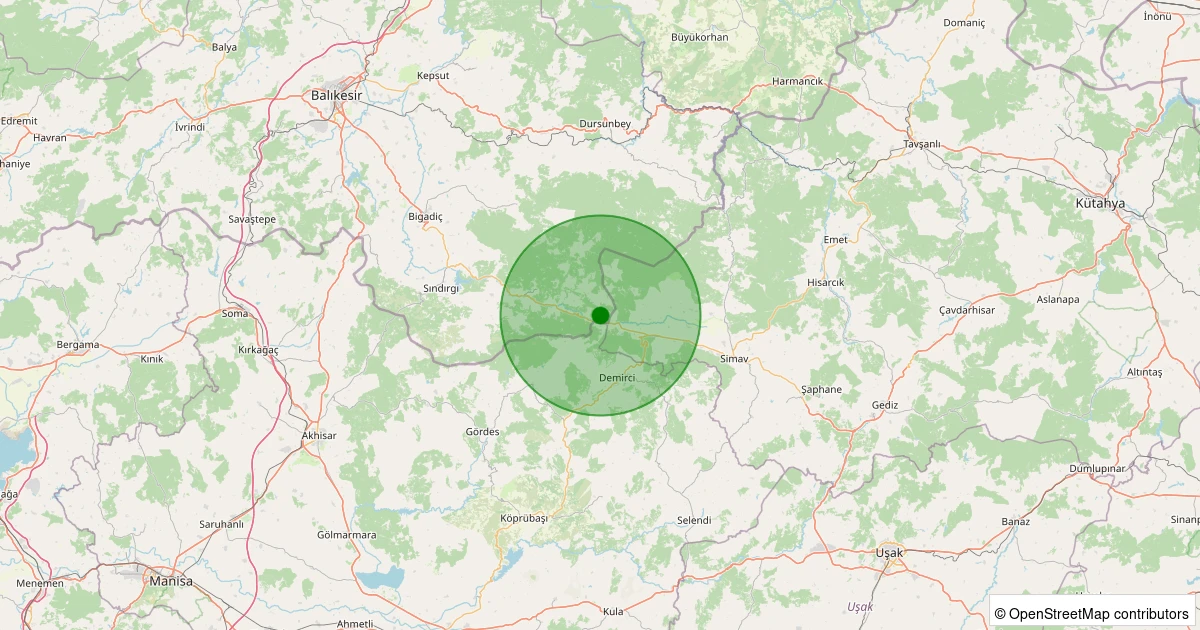 04 Kasım 2025 saat 14:05 - Sındırgı - Derecikören - 1.50ml depreminin harita gösterimi