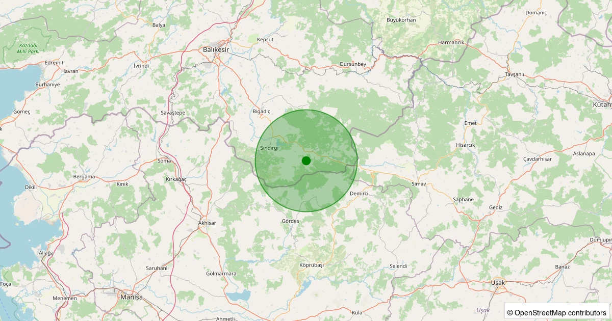 04 Kasım 2025 saat 14:07 - Sındırgı - Çıkrıkçı - 1.30ML depreminin harita gösterimi