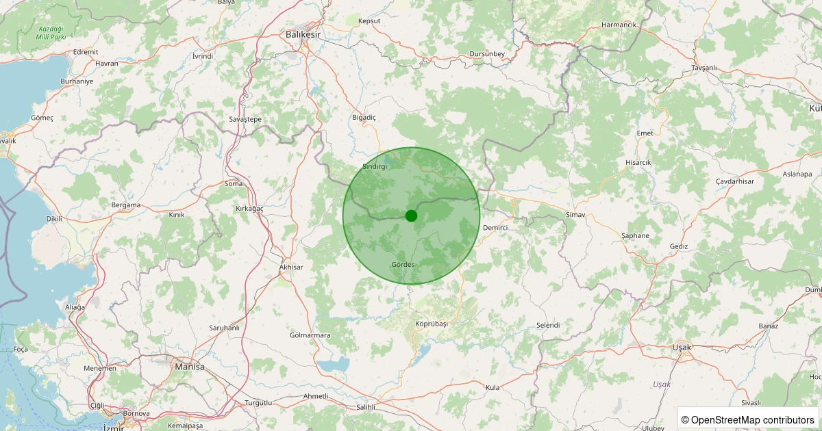 04 Kasım 2025 saat 14:05 - Gördes - Şeyhyayla - 1.40ML depreminin harita gösterimi