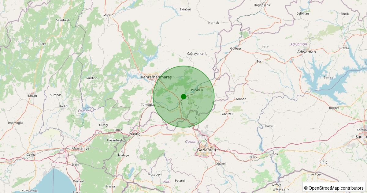 04 Kasım 2025 saat 15:14 - Dulkadiroğlu - 1.40ML depreminin harita gösterimi