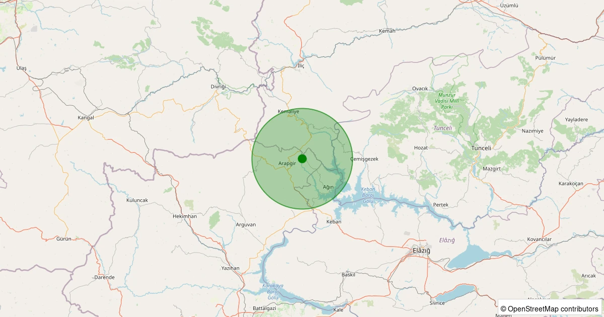 04 Kasım 2025 saat 15:01 - Arapgir - Ormansırtı - 1.10ML depreminin harita gösterimi