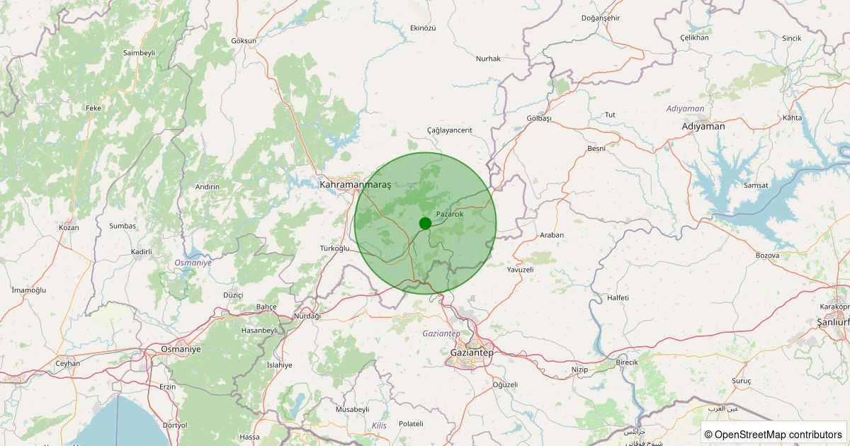 04 Kasım 2025 saat 15:14 - Pazarcık - Bölükçam - 1.50ml depreminin harita gösterimi