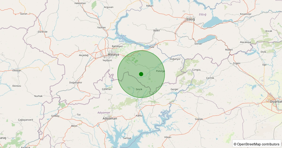 04 Kasım 2025 saat 15:42 - Pütürge - Başmezra Köyü - 1.30ML depreminin harita gösterimi