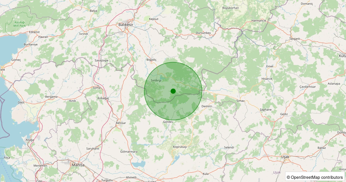 04 Kasım 2025 saat 16:18 - Sındırgı - Küçükdağdere - 1.60ml depreminin harita gösterimi