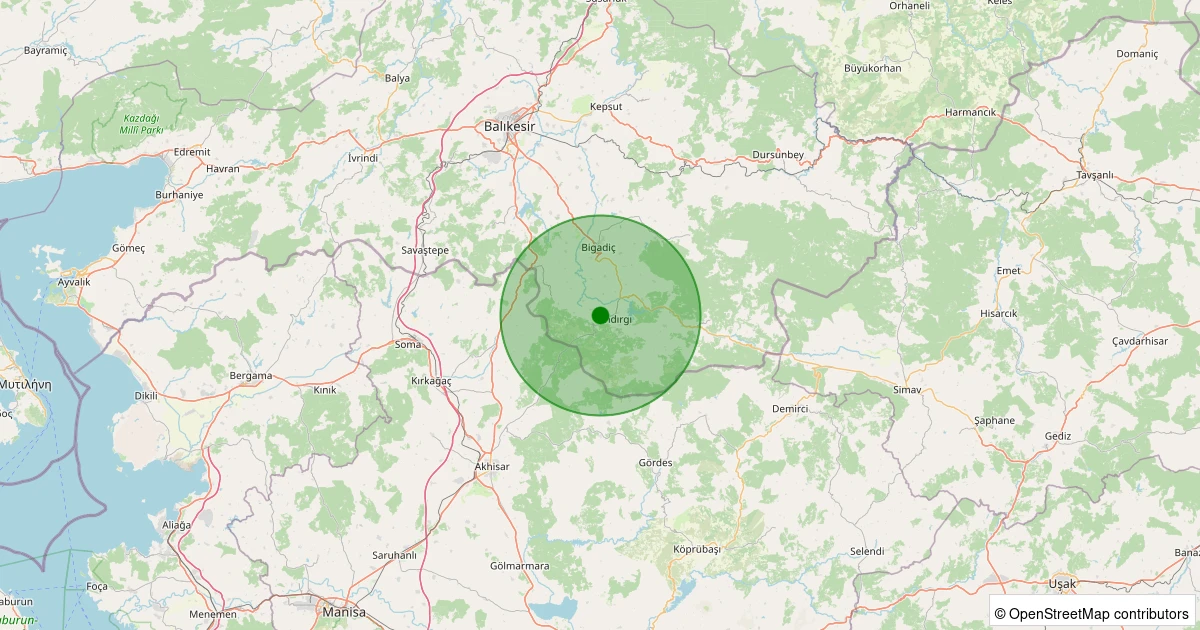 04 Kasım 2025 saat 16:48 - Sındırgı - İbiller - 1.20ML depreminin harita gösterimi