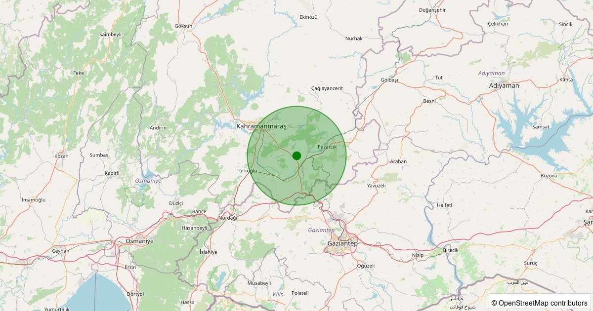 04 Kasım 2025 saat 17:41 - Dulkadiroğlu - 0.80ML depreminin harita gösterimi