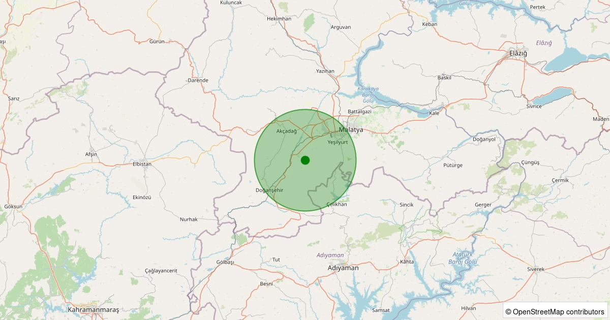 04 Kasım 2025 saat 17:32 - Yeşilyurt - 1.00ML depreminin harita gösterimi