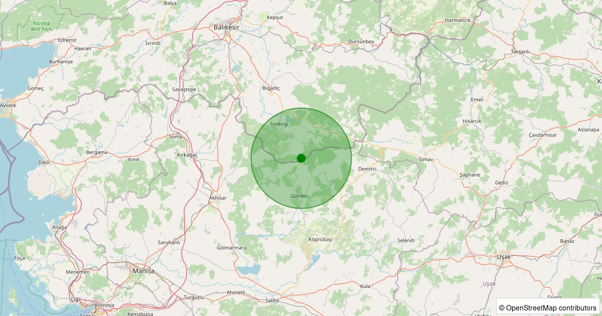 04 Kasım 2025 saat 17:36 - Sındırgı - Yüreğil/Merkez - 1.10ML depreminin harita gösterimi