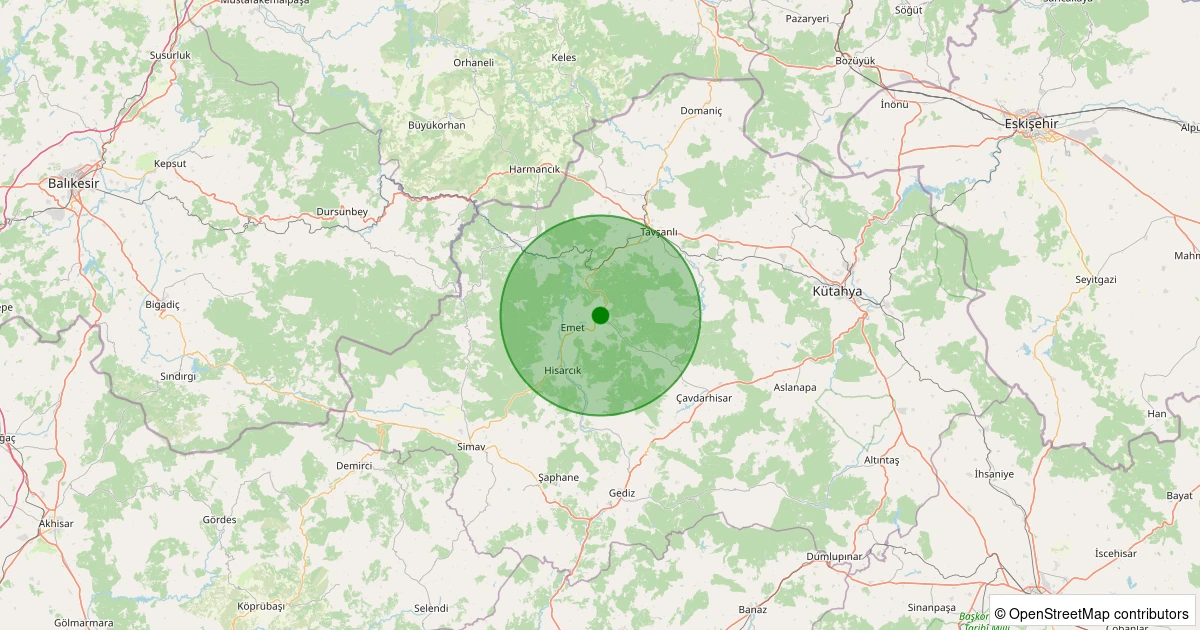 04 Kasım 2025 saat 18:04 - Emet - Köprücek Köyü - 1.40ML depreminin harita gösterimi