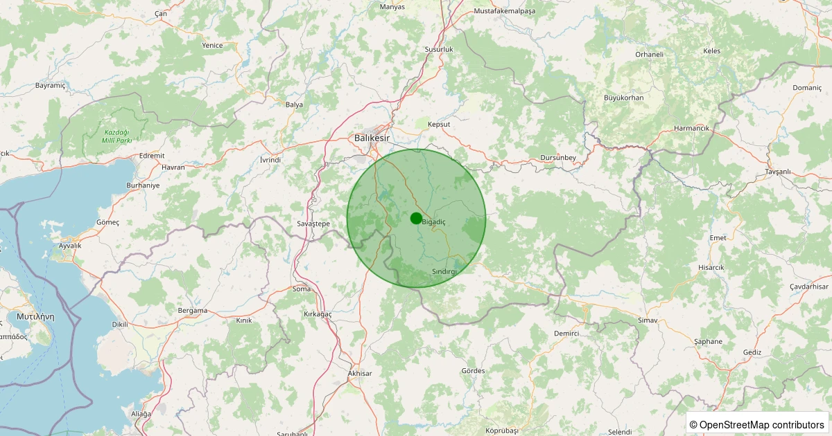 04 Kasım 2025 saat 19:25 - Bigadiç - Babaköy - 1.90ml depreminin harita gösterimi