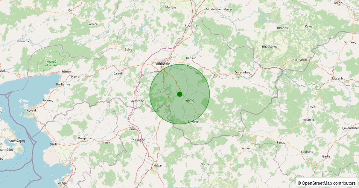 04 Kasım 2025 saat 19:25 - Bigadiç - Dedeçınar - 2.00ML depreminin harita gösterimi