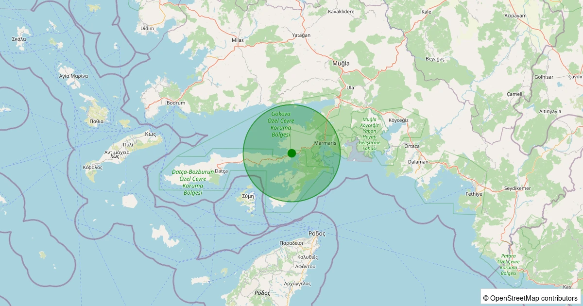 04 Kasım 2025 saat 19:44 - Marmaris - Hisarönü - 1.60ml depreminin harita gösterimi