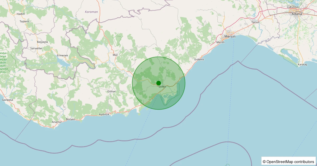 04 Kasım 2025 saat 19:44 - Silifke - 0.90ML depreminin harita gösterimi