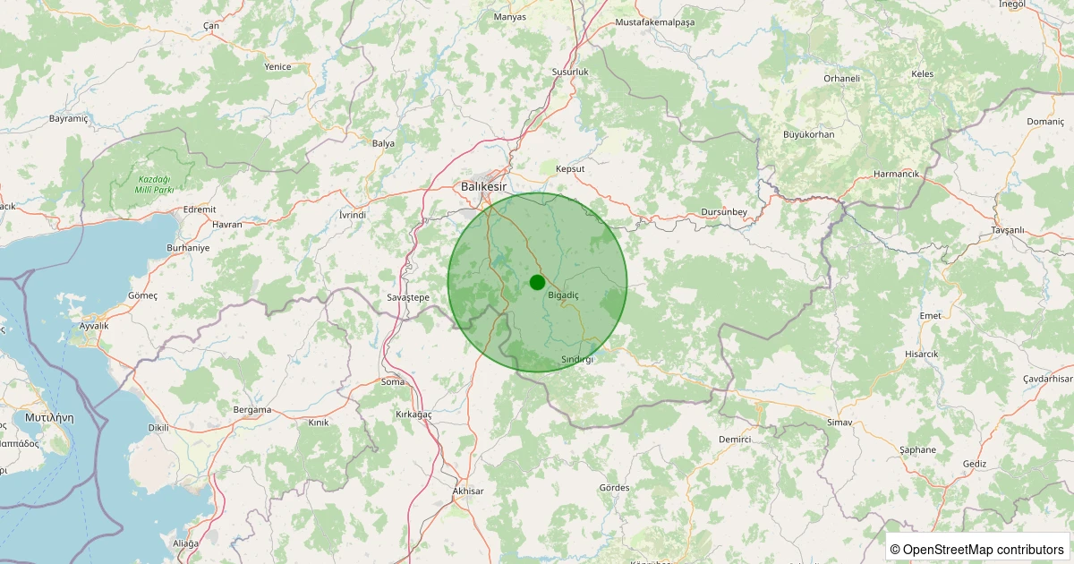 04 Kasım 2025 saat 20:06 - Bigadiç - Bademli - 1.30ml depreminin harita gösterimi