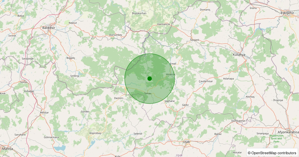 04 Kasım 2025 saat 20:55 - Simav - Yemişli Köyü - 1.40ml depreminin harita gösterimi