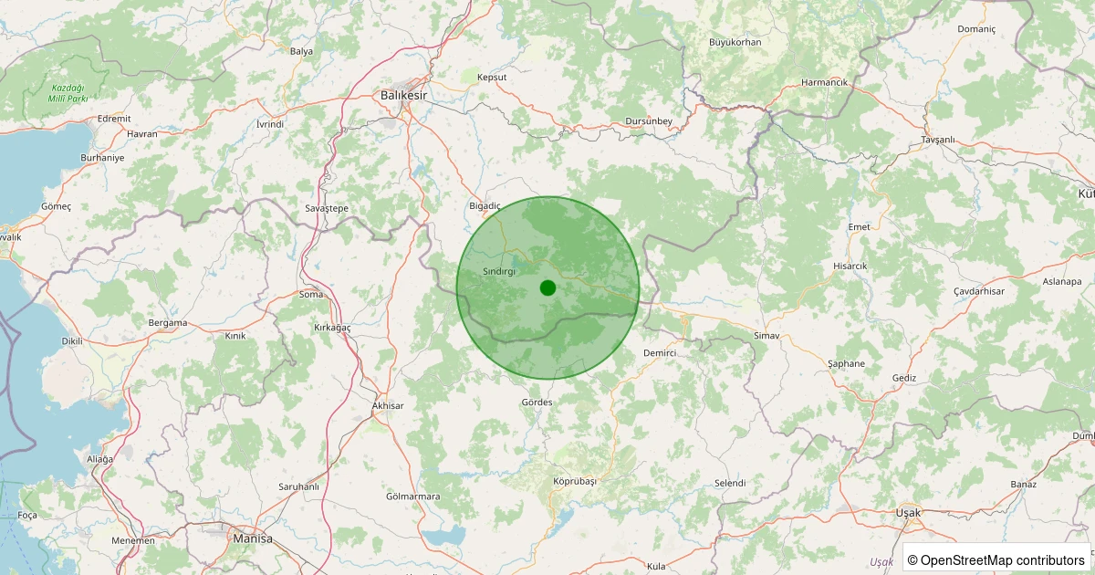 04 Kasım 2025 saat 21:39 - Sındırgı - Aslandede - 1.30ML depreminin harita gösterimi