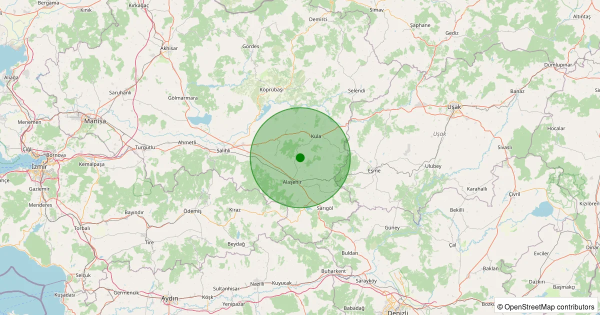 07 Ekim 2025 saat 14:50 - Kula - Konurca - 1.20ml depreminin harita gösterimi
