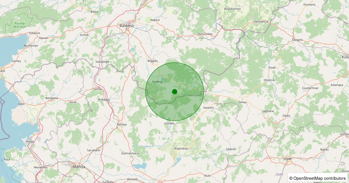 04 Kasım 2025 saat 22:03 - Sındırgı - Küçükdağdere - 0.90ML depreminin harita gösterimi