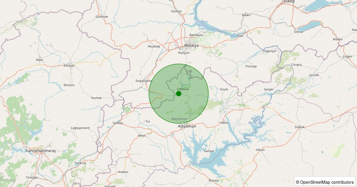 04 Kasım 2025 saat 22:30 - Çelikhan - Pınarbaşı/Balıkburnu - 2.20ml depreminin harita gösterimi